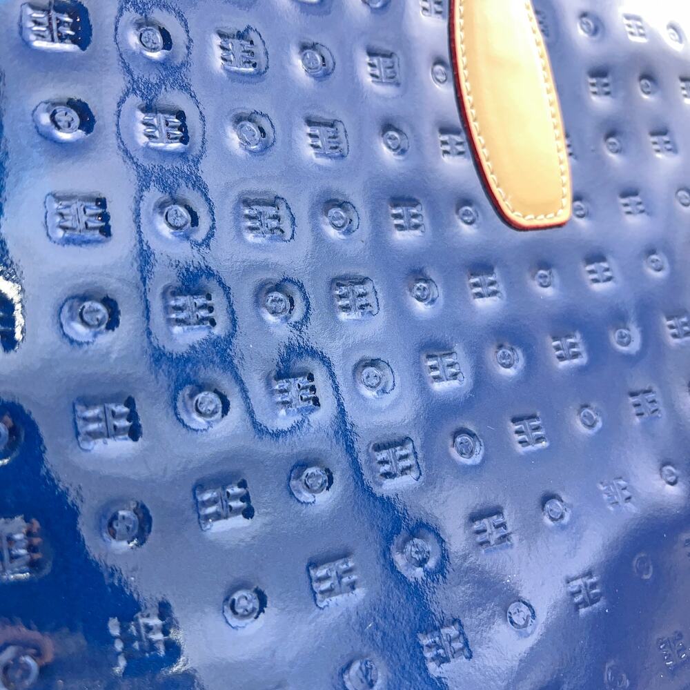 ARCADIA Patent Leather Logo Embossed Business Large Top Handles Tote Bag (Blue) - Picture 10 of 14
